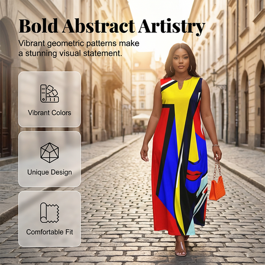 Artistic Print Loose Fit Summer Maxi Dress