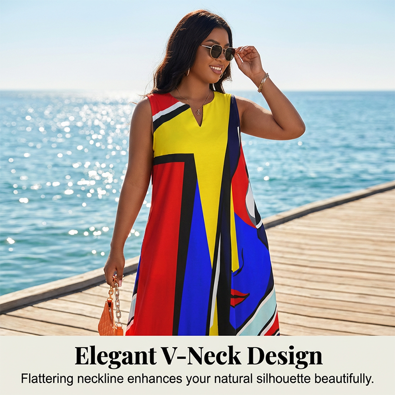 Artistic Print Loose Fit Summer Maxi Dress