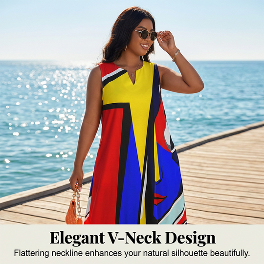 Artistic Print Loose Fit Summer Maxi Dress