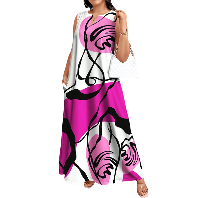 Artistic Print Loose Fit Summer Maxi Dress