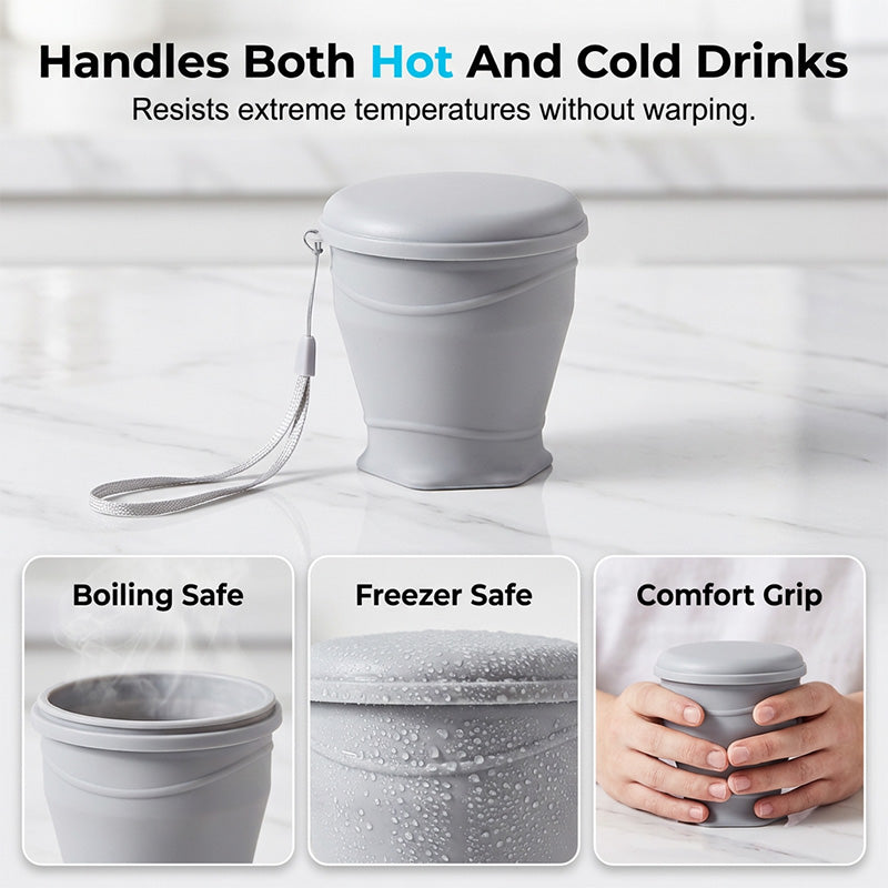Collapsible Silicone Travel Cup with Lid