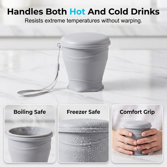Collapsible Silicone Travel Cup with Lid