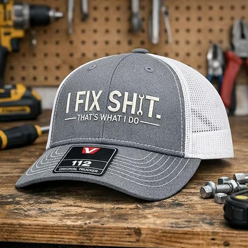 🧢 LIMITED-TIME 50% OFF! ✨ "I Fix Shit" Embroidered Trucker Hat – Breathable Mesh, Sun Protection, Bold &amp; Humorous Gift 🛠️