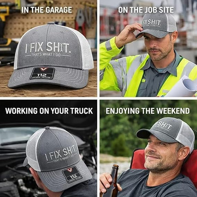 🧢 LIMITED-TIME 50% OFF! ✨ "I Fix Shit" Embroidered Trucker Hat – Breathable Mesh, Sun Protection, Bold &amp; Humorous Gift 🛠️
