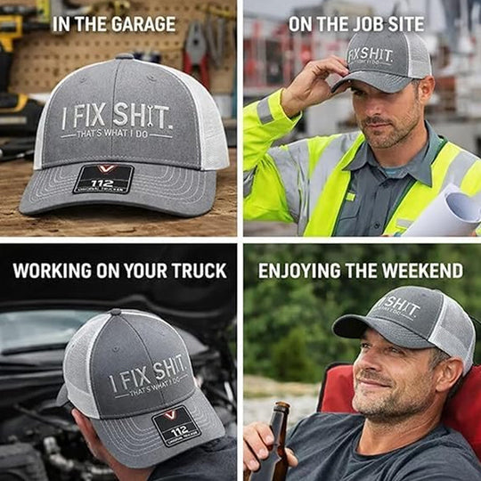 🧢 LIMITED-TIME 50% OFF! ✨ "I Fix Shit" Embroidered Trucker Hat – Breathable Mesh, Sun Protection, Bold &amp; Humorous Gift 🛠️