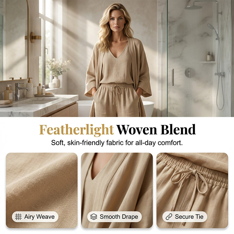 Elegant Wide-Leg Pants & Cardigan Set