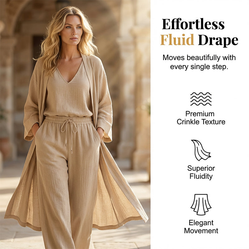 Elegant Wide-Leg Pants &amp; Cardigan Set