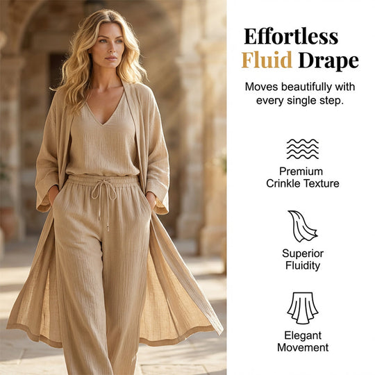 Elegant Wide-Leg Pants &amp; Cardigan Set