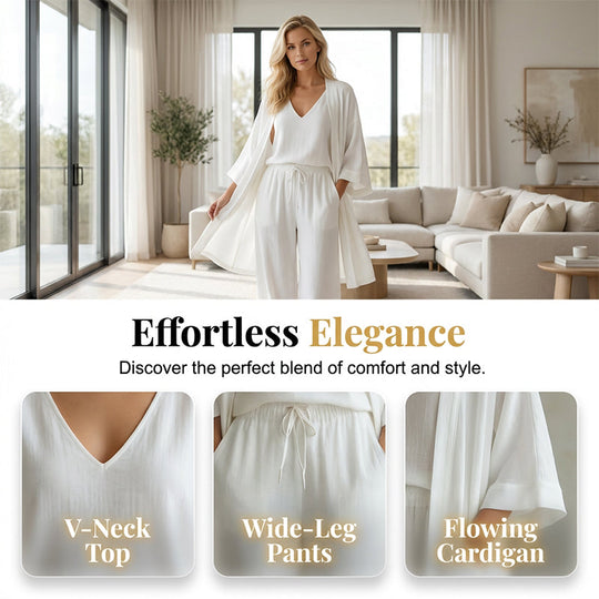 Elegant Wide-Leg Pants &amp; Cardigan Set