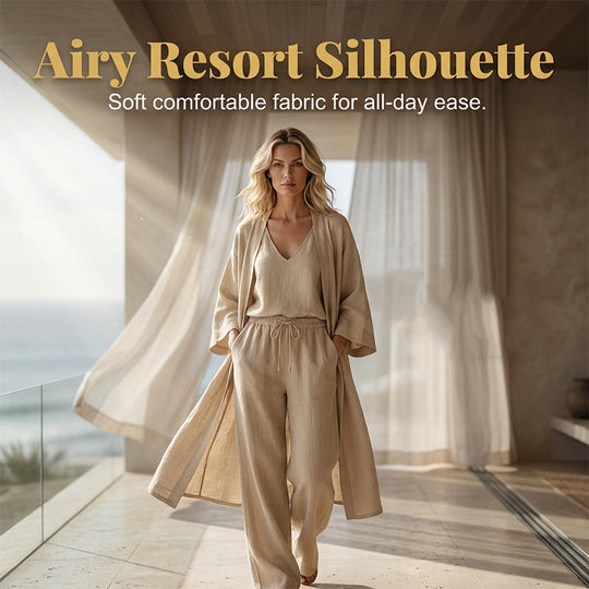 Elegant Wide-Leg Pants &amp; Cardigan Set