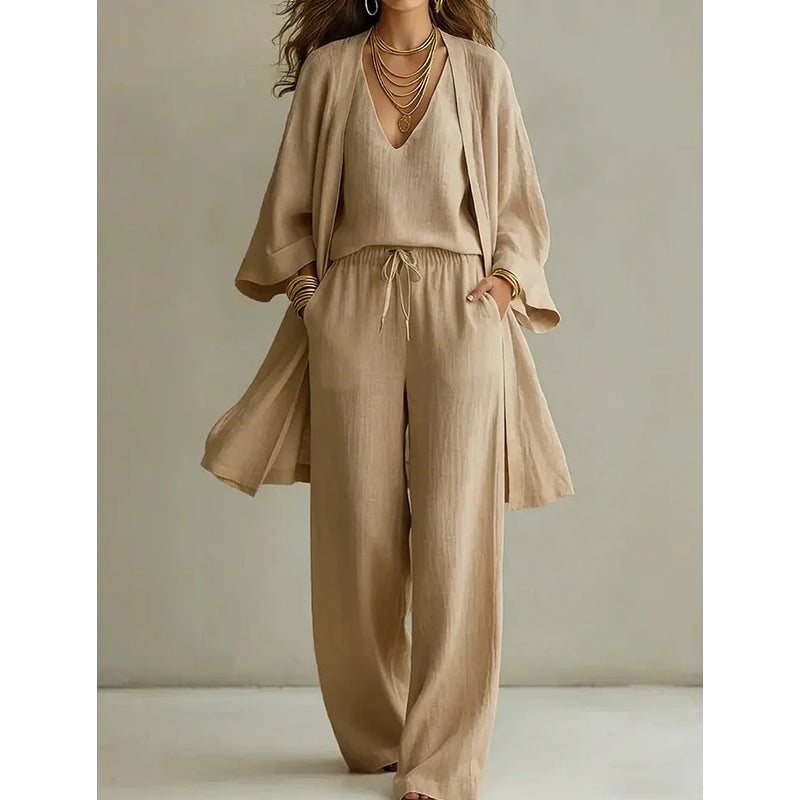 Elegant Wide-Leg Pants &amp; Cardigan Set