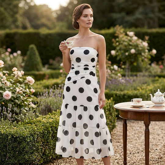 🥳SUMMER HOT SALE🥳💞50K+ SOLD!💥50% OFF! 🔥 Polka Dot Strapless Dress – Flowy, Lightweight &amp; Perfect for Beach Vacations 🏖️🌸✨