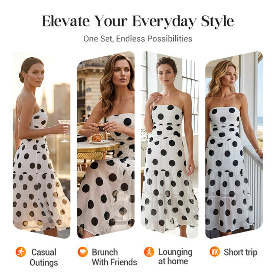 🥳SUMMER HOT SALE🥳💞50K+ SOLD!💥50% OFF! 🔥 Polka Dot Strapless Dress – Flowy, Lightweight &amp; Perfect for Beach Vacations 🏖️🌸✨