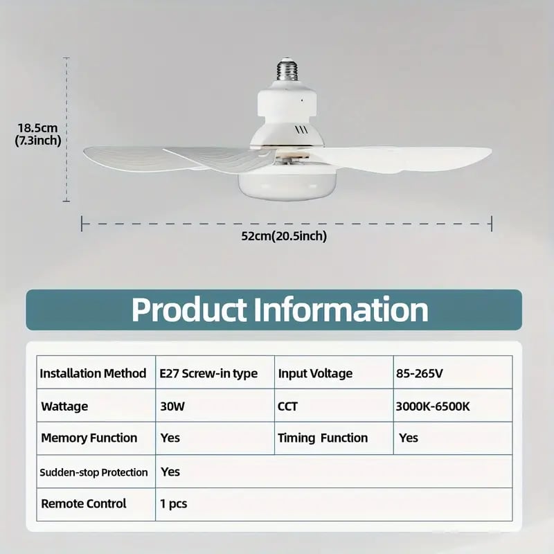🏆LAST DAY SALE 50% OFF🔥SmartBreez 40W LED Ceiling Fan Light – 20.5 Ultra-Quiet with Remote 🎯 | E27 + FREE B22 Adapter 🔌 | For Bedroom 😴, Kitchen 👩‍🍳 &amp; Garage 🛠️ – UK Ready!