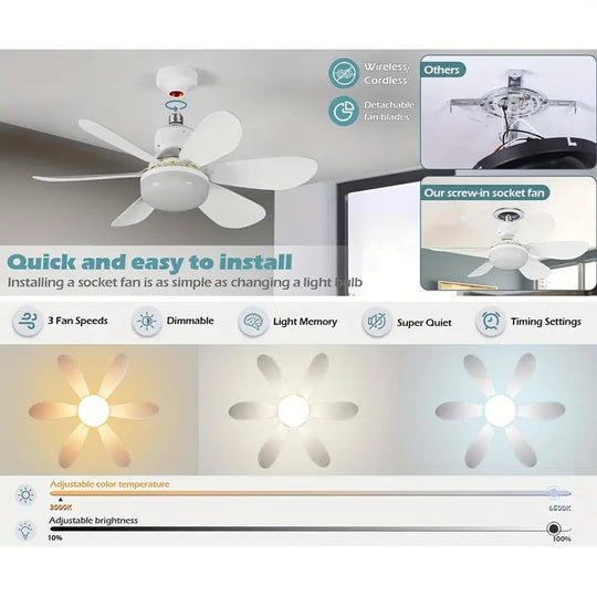 🏆LAST DAY SALE 50% OFF🔥SmartBreez 40W LED Ceiling Fan Light – 20.5 Ultra-Quiet with Remote 🎯 | E27 + FREE B22 Adapter 🔌 | For Bedroom 😴, Kitchen 👩‍🍳 &amp; Garage 🛠️ – UK Ready!