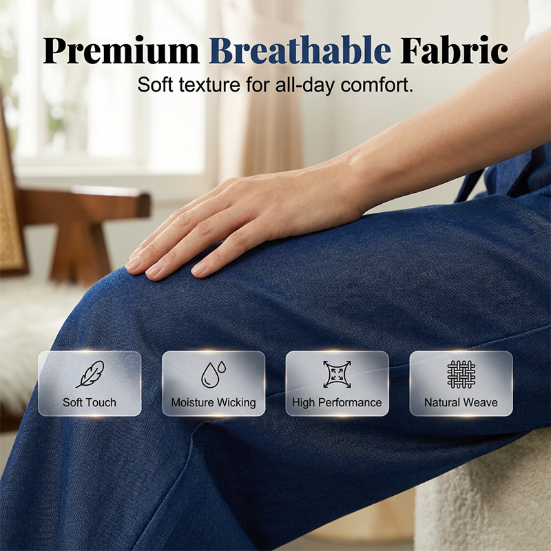 Women's High-Waist Wide-Leg Pants with Tie-Belt