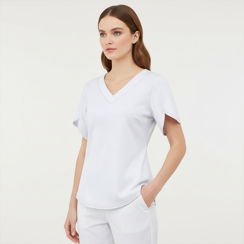 Loose Fit Solid Color V Neck Flutter Sleeve Blouse