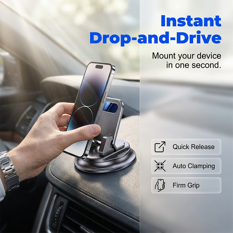 🚗Rotating Dashboard Car Phone Holder – 360° Adjustable &amp; Anti-Slip – Hands-Free Phone Mount 🛡️