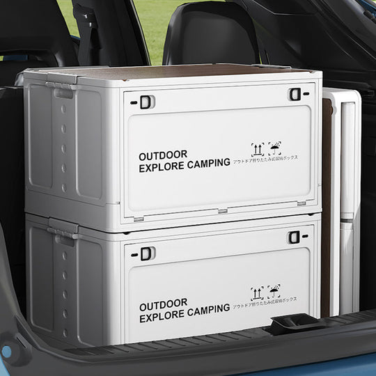 Collapsible Camping Storage Box with Wooden Lid