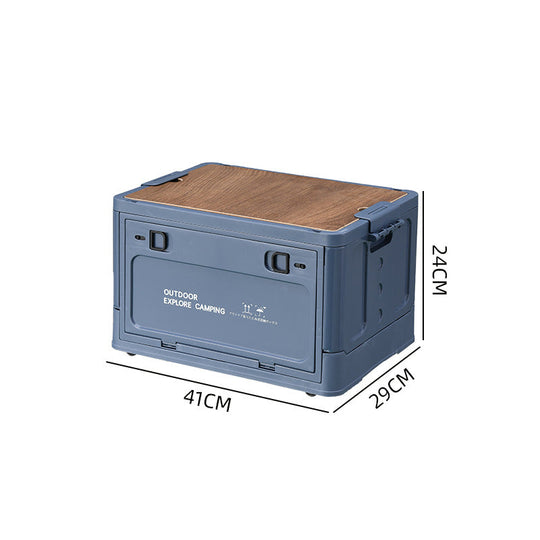 Collapsible Camping Storage Box with Wooden Lid