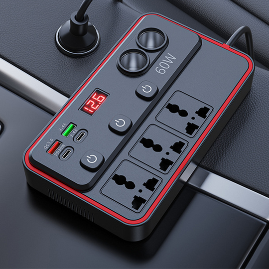 Multifunctional Car Charger with AC Outlets &amp; USB