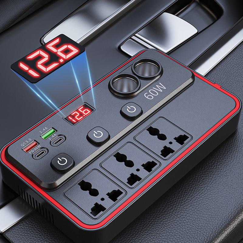 Multifunctional Car Charger with AC Outlets &amp; USB