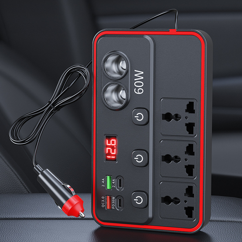 Multifunctional Car Charger with AC Outlets &amp; USB