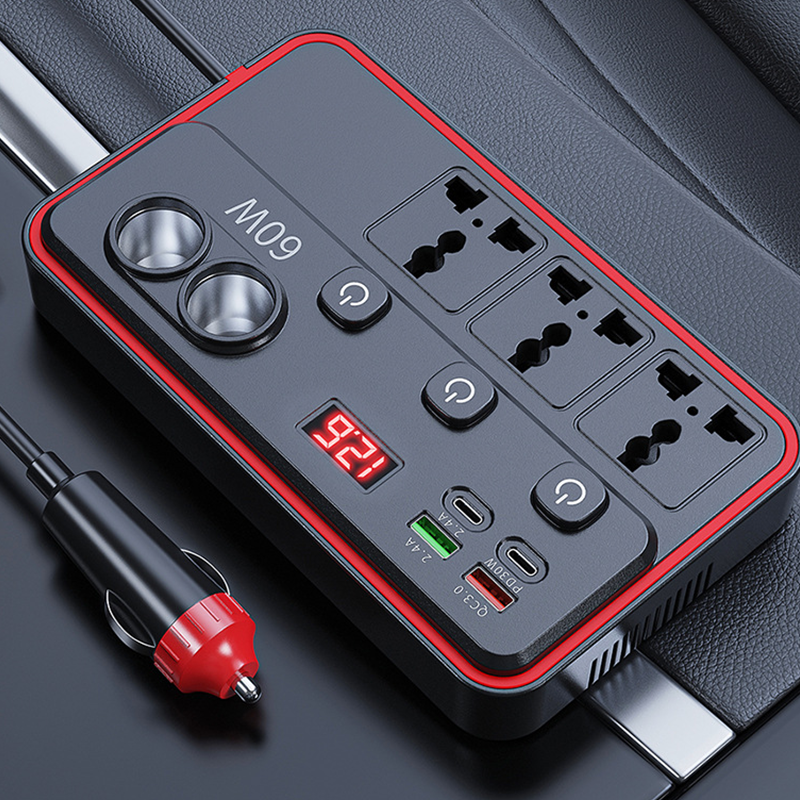Multifunctional Car Charger with AC Outlets &amp; USB