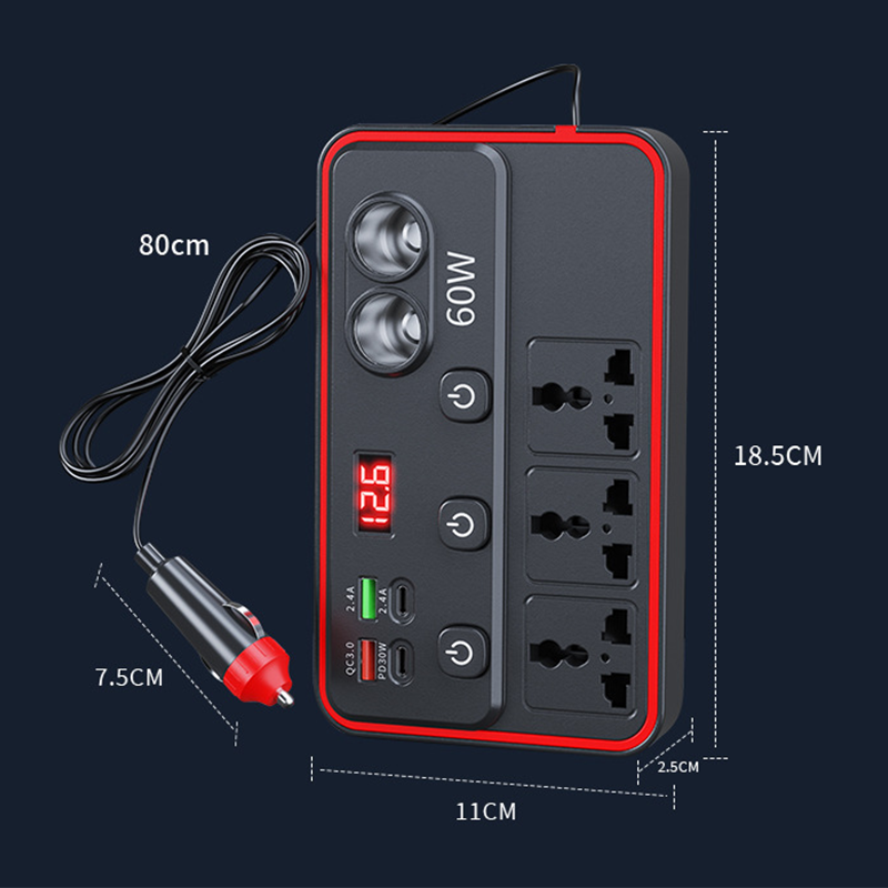 Multifunctional Car Charger with AC Outlets &amp; USB
