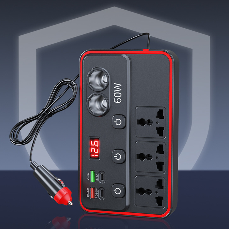 Multifunctional Car Charger with AC Outlets &amp; USB