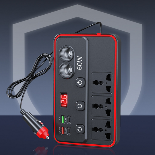 Multifunctional Car Charger with AC Outlets &amp; USB