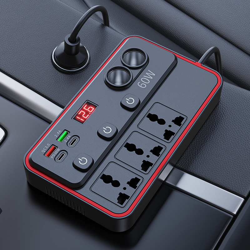 Multifunctional Car Charger with AC Outlets &amp; USB