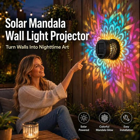 🌞 50% OFF NOW! 🌀 Solar Mandala Light – Stunning Pattern Projection, 2-in-1 Floor &amp; Wall Design &amp; IP65 Waterproof Auto On/Off 🌿
