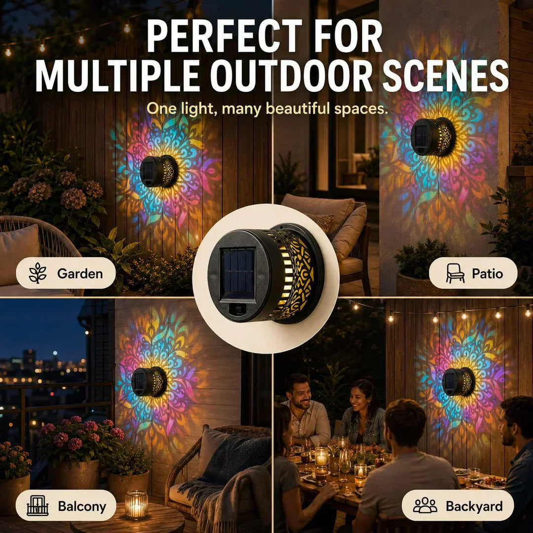 🌞 50% OFF NOW! 🌀 Solar Mandala Light – Stunning Pattern Projection, 2-in-1 Floor &amp; Wall Design &amp; IP65 Waterproof Auto On/Off 🌿