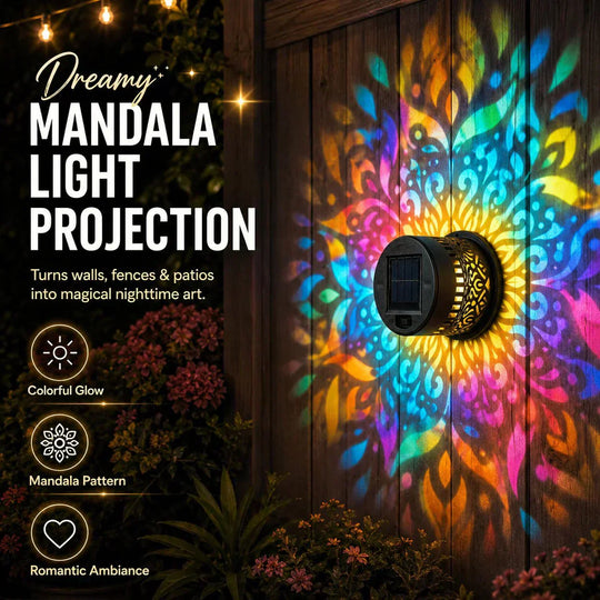 🌞 50% OFF NOW! 🌀 Solar Mandala Light – Stunning Pattern Projection, 2-in-1 Floor &amp; Wall Design &amp; IP65 Waterproof Auto On/Off 🌿