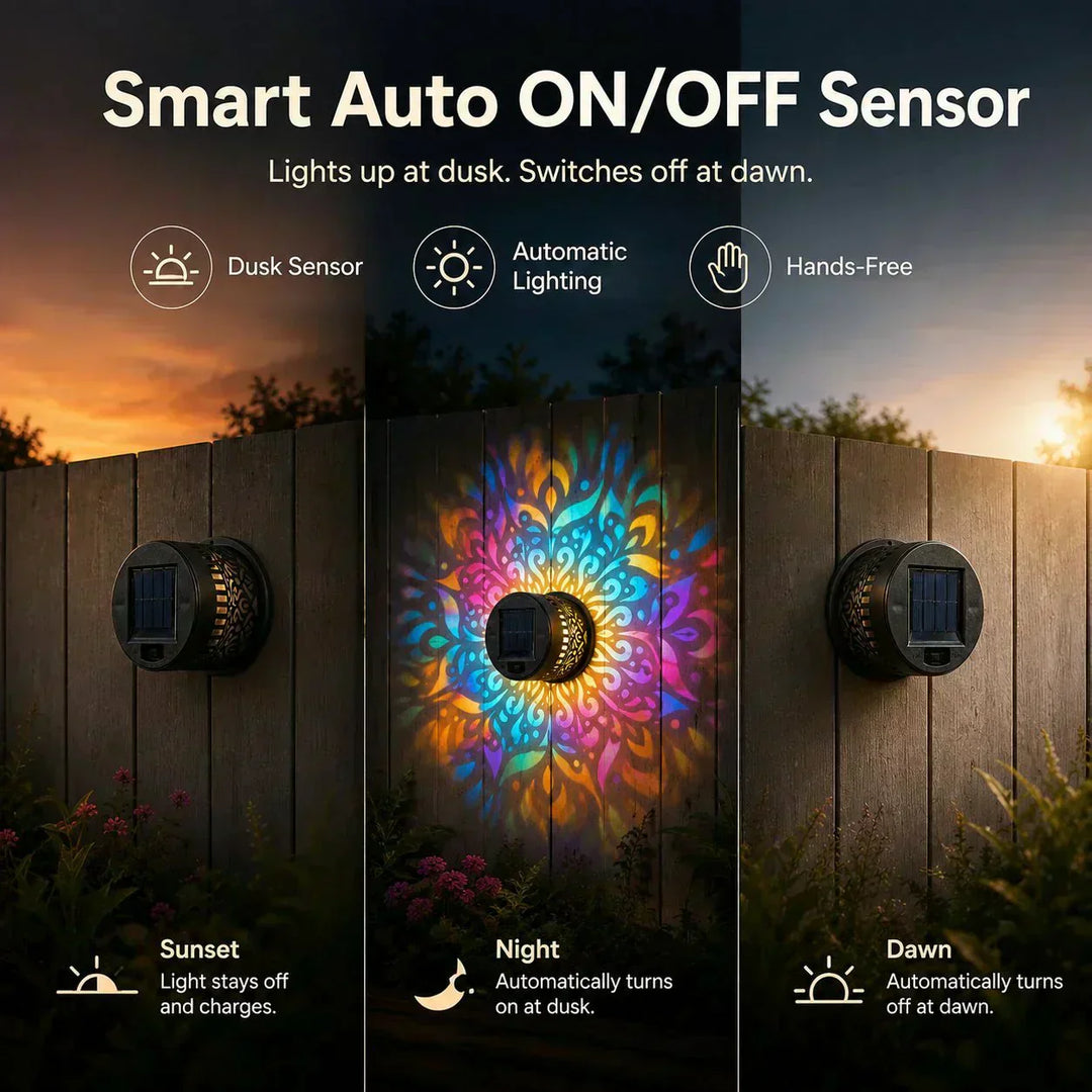 🌞 50% OFF NOW! 🌀 Solar Mandala Light – Stunning Pattern Projection, 2-in-1 Floor &amp; Wall Design &amp; IP65 Waterproof Auto On/Off 🌿