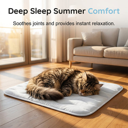 🔥50% OFF！❄️Breathable Pet Cooling Mat – No Water or Electricity Needed, Machine Washable, Lightweight &amp; Portable, Safe Fabric Cooling for Dogs &amp; Cats in Crate, Car &amp; Home