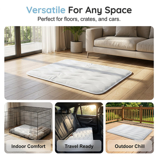 🔥50% OFF！❄️Breathable Pet Cooling Mat – No Water or Electricity Needed, Machine Washable, Lightweight &amp; Portable, Safe Fabric Cooling for Dogs &amp; Cats in Crate, Car &amp; Home