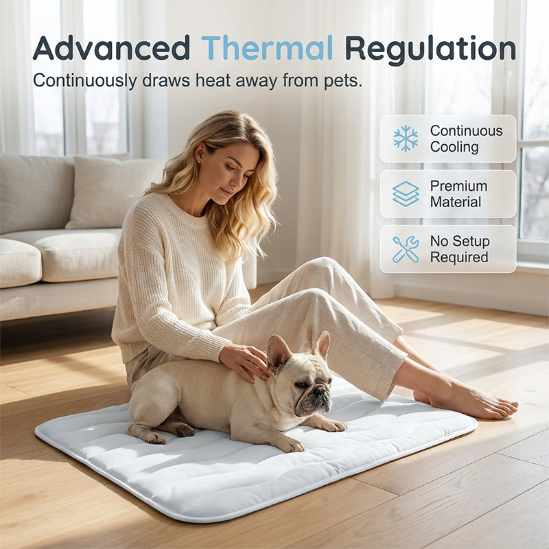 🔥50% OFF！❄️Breathable Pet Cooling Mat – No Water or Electricity Needed, Machine Washable, Lightweight &amp; Portable, Safe Fabric Cooling for Dogs &amp; Cats in Crate, Car &amp; Home