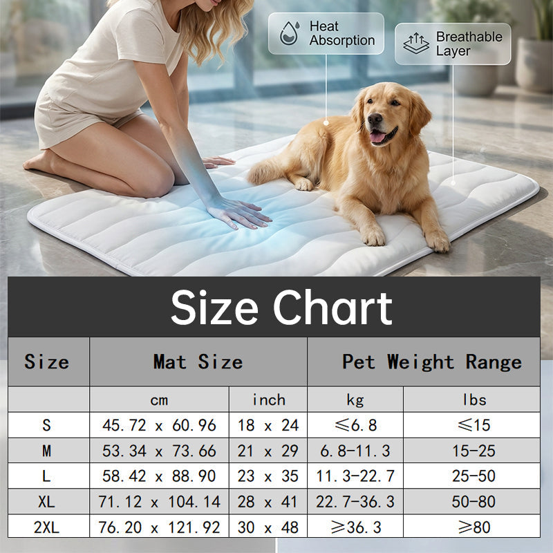 🔥50% OFF！❄️Breathable Pet Cooling Mat – No Water or Electricity Needed, Machine Washable, Lightweight &amp; Portable, Safe Fabric Cooling for Dogs &amp; Cats in Crate, Car &amp; Home