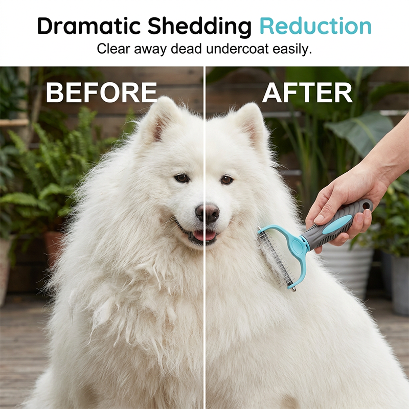 Dual-Sided Pet Grooming Rake for Dogs &amp; Cats