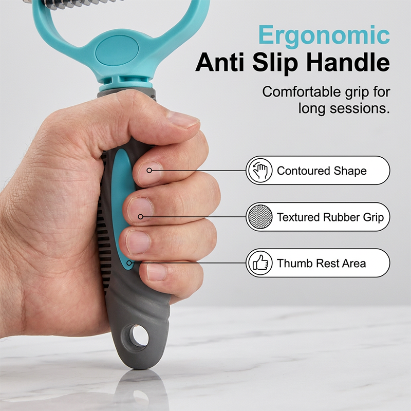 Dual-Sided Pet Grooming Rake for Dogs &amp; Cats