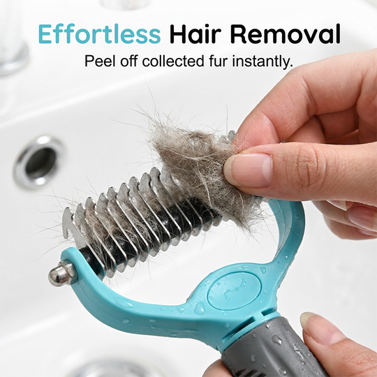 Dual-Sided Pet Grooming Rake for Dogs &amp; Cats