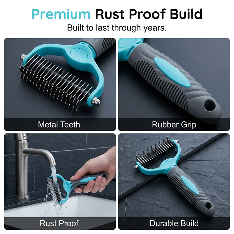 Dual-Sided Pet Grooming Rake for Dogs &amp; Cats