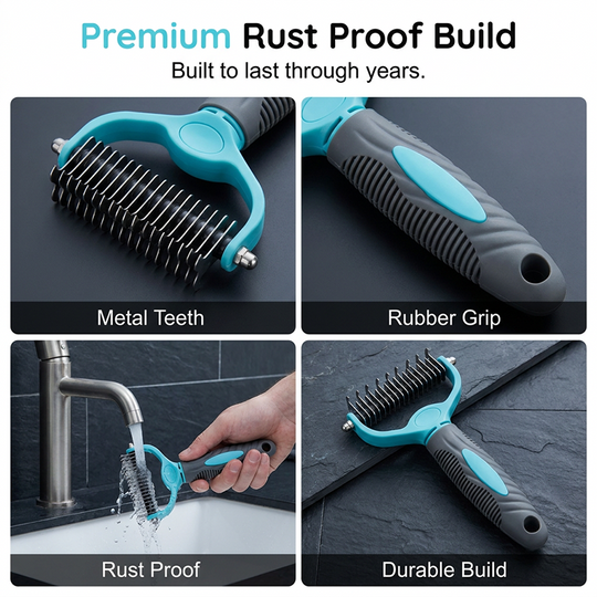 Dual-Sided Pet Grooming Rake for Dogs &amp; Cats