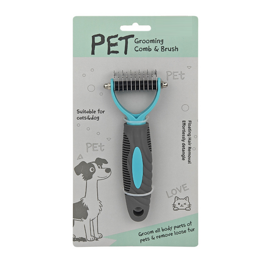 Dual-Sided Pet Grooming Rake for Dogs &amp; Cats