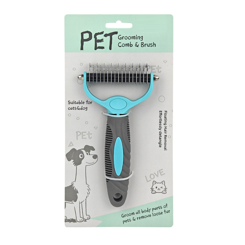 Dual-Sided Pet Grooming Rake for Dogs &amp; Cats