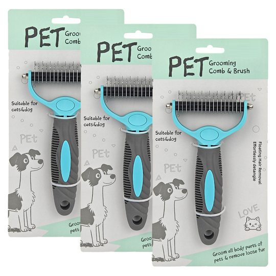 Dual-Sided Pet Grooming Rake for Dogs &amp; Cats