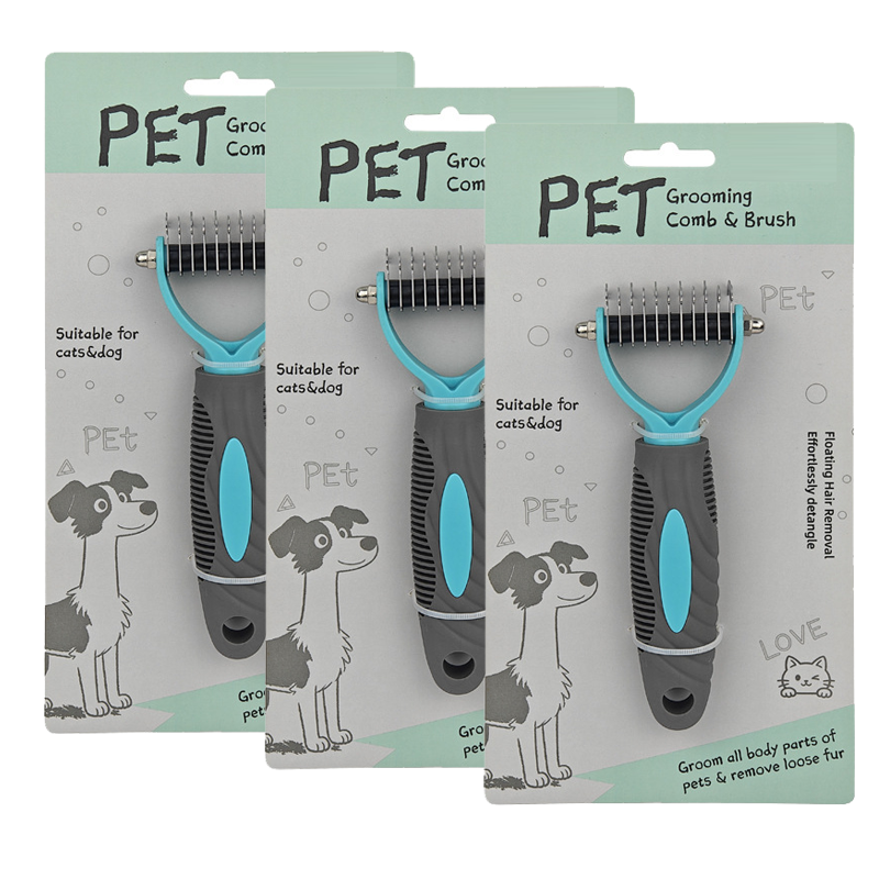 Dual-Sided Pet Grooming Rake for Dogs &amp; Cats