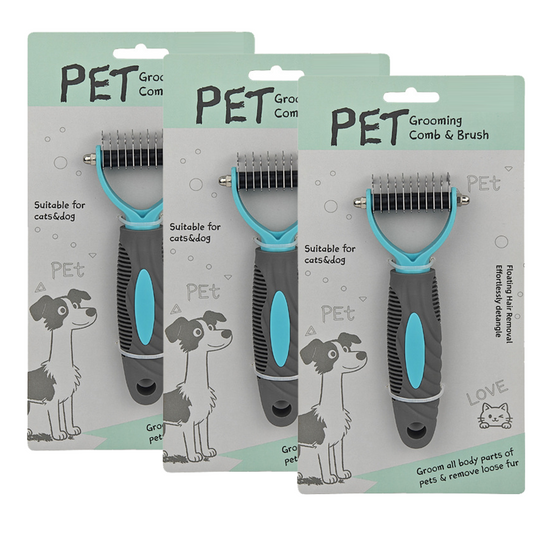 Dual-Sided Pet Grooming Rake for Dogs &amp; Cats